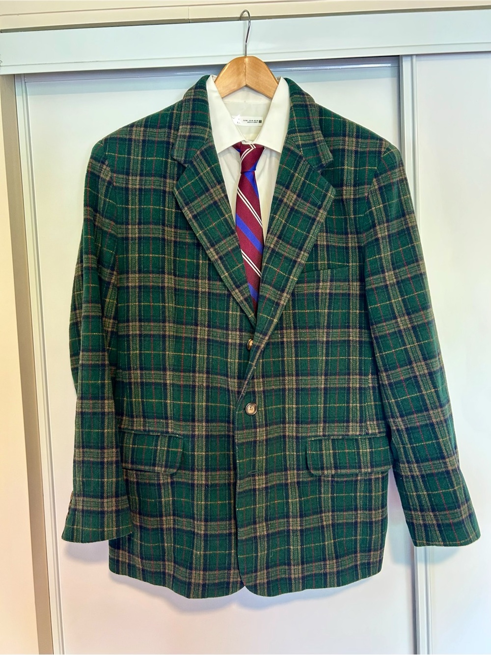 Vintage GAP Preppy 📚 Green Plaid Wool Blend Sport Coat